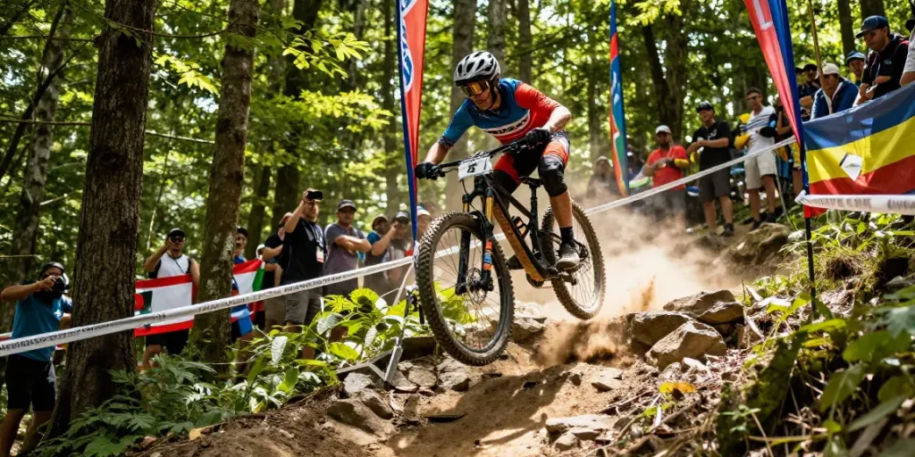 Exciting mountain biking action at the 2026 World MTB Championships with athletes competing for risultati ciclismo.